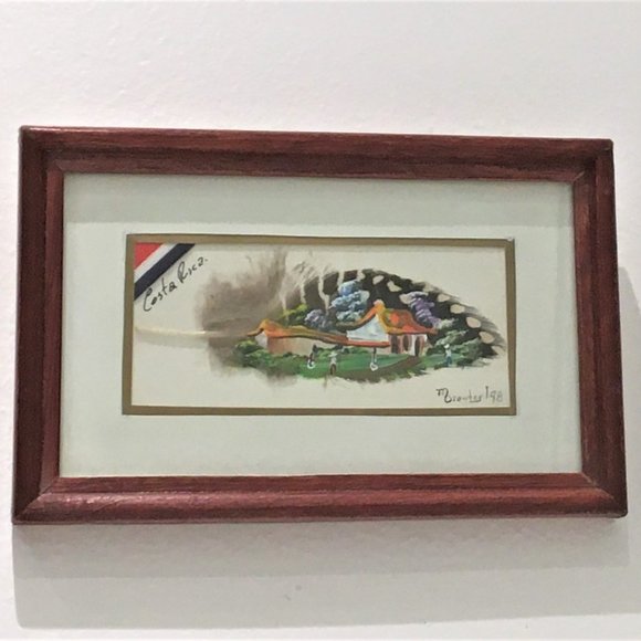 Miniature Painting On Bird Feather Signed Framed - Picture 1 of 4